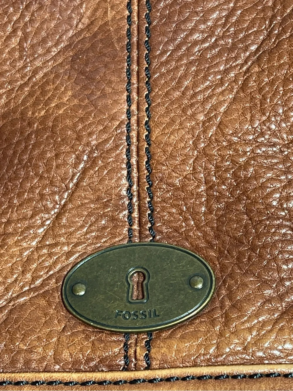 Vintage FOSSIL Cognac Brown Leather Drawstring Bucket Backpack Rucksack Bag